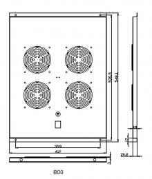 FU.P800.004 ventilační jednotka, 4 ventilátory, h800