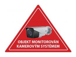 Samolepka CCTV inverzní výstražná červená samolepka CCTV, trojúhelník, na sklo zevnitř
